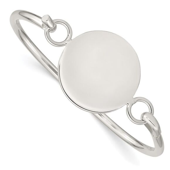 Kazi Luxury Sterling Silver Bangle w/Round ID Plate Bracelet